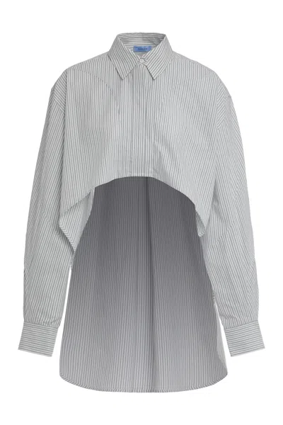 Coutr.com Mugler Cotton Striped Shirt In Gray