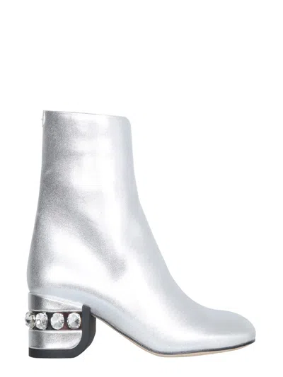 Coutr.com Nicholas Kirkwood Jj Crystal-embellished Ankle Boots In Silver