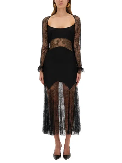Coutr.com Nina Ricci Long Open Neck Lace Dress In Black