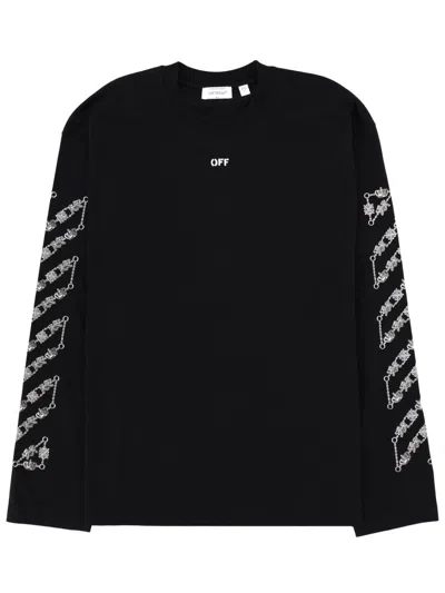 Coutr.com Off-white Long-sleeve Graphic T-shirt In Black