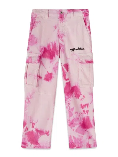 Coutr.com Off-white Velvet Tie Dye Cargo Pants In Pink