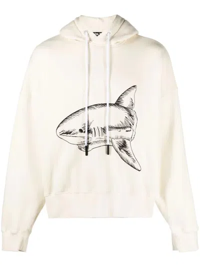 Coutr.com Palm Angels Broken Shark Organic Cotton Hoodie In Neutral
