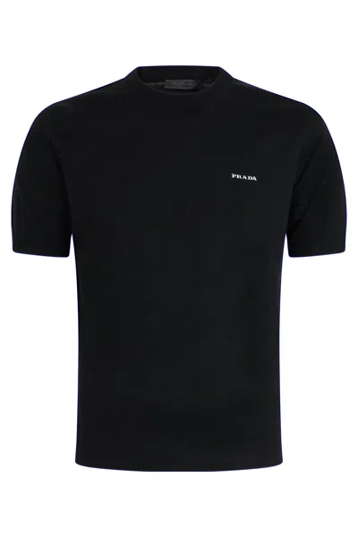 Coutr.com Prada Cotton Crewneck T-shirt In Black