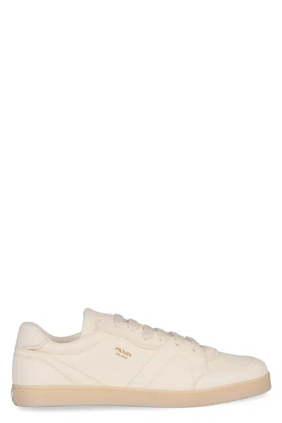 Coutr.com Prada Leather Sneakers With Logo In White