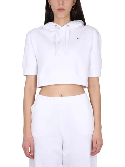 Coutr.com Raf Simons Short-sleeve Cropped Hoodie In White