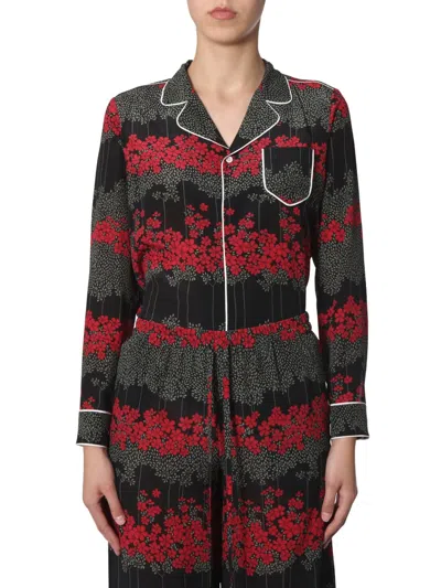 Coutr.com Red Valentino Silk Shirt With Dreaming Peony Print In Black