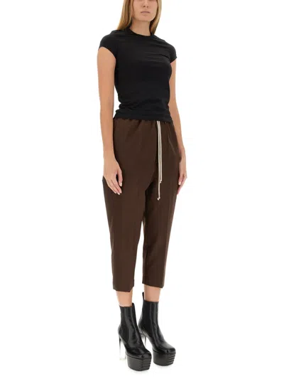 Coutr.com Rick Owens Drawstring Astaires Cropped Wool Pants In Brown