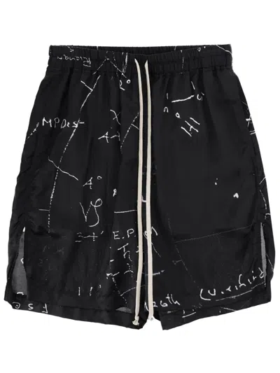 Coutr.com Rick Owens Drawstring Split Cotton Shorts In Black