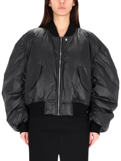 Coutr.com Rick Owens Fw25 Concordians Runway Cal Bomber In Coated Poplin In Black