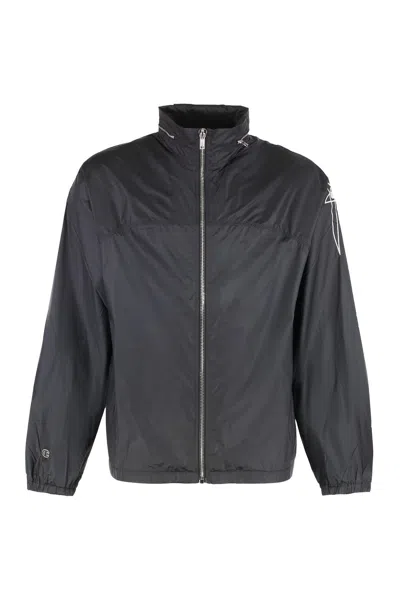 Coutr.com Rick Owens X Champion Embroidered-logo Concealed-hood Lightweight Jacket In Black