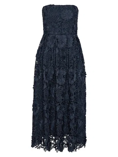Coutr.com Rotate Birger Christensen 3d Lace Flared Midi Dress In Blue