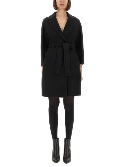 Coutr.com S Max Mara Belted Lapel Coat In Black