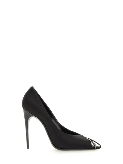 Coutr.com Saint Laurent 115mm Crystal-embellished Satin Pumps In Black