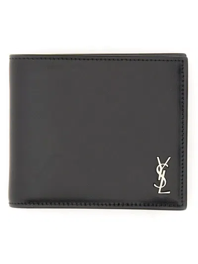 Coutr.com Saint Laurent Cassandre East/west Leather Tiny Wallet In Black