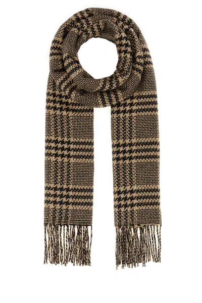 Coutr.com Saint Laurent Check Fringed Scarf In Black