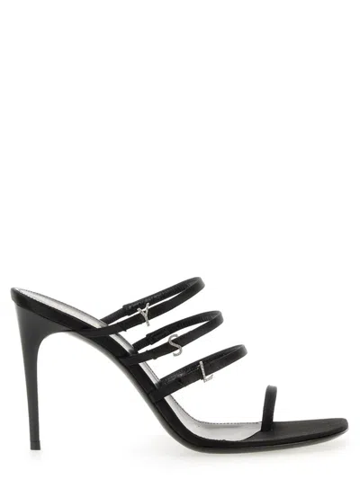 Coutr.com Saint Laurent Free Luz Satin Sandals In Black