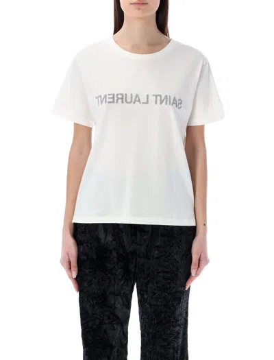 Coutr.com Saint Laurent Reverse Logo T-shirt In White