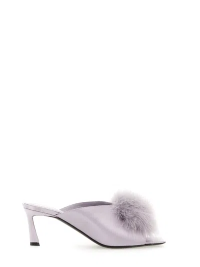 Coutr.com Saint Laurent Satin Crepe Mule Mae With Feathers In Purple