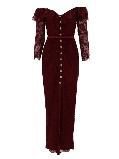 Coutr.com Self-portrait Pointelle Knit Mini Dress In Burgundy