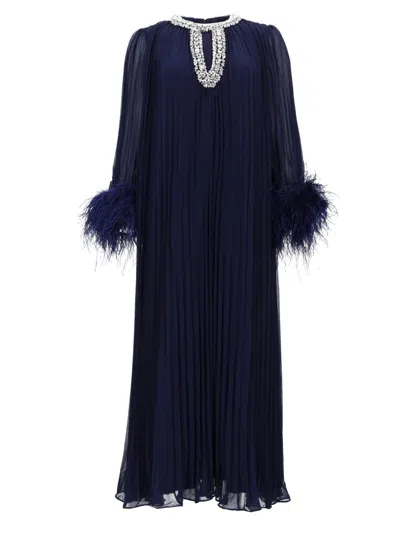 Coutr.com Self-portrait Polka Dot Satin Mini Dress In Blue