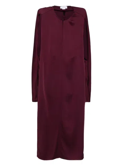 Coutr.com Stella Mccartney Cape-sleeve Cut-out Satin Midi Dress In Burgundy