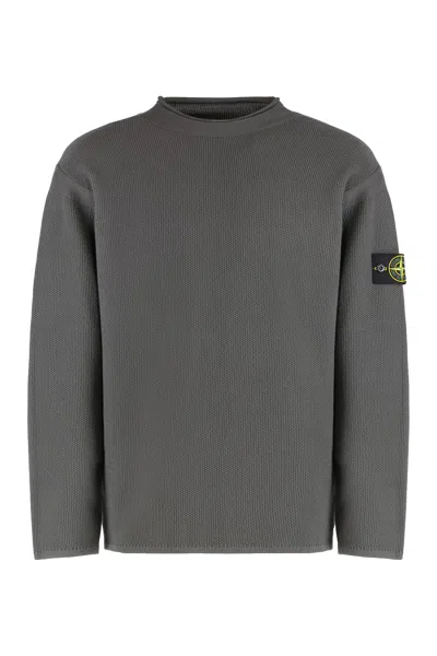 Coutr.com Stone Island Sweater With A Polo Neck And Reverse Stitch Details In Gray