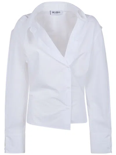 Coutr.com The Attico Asymmetric Cotton Poplin Shirt In White