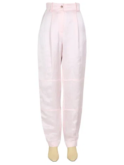 Coutr.com The Mannei Volterra High-waisted Satin Trousers In Pink