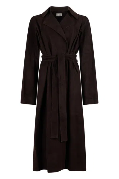 Coutr.com The Row Solana Suede Trench Coat In Brown