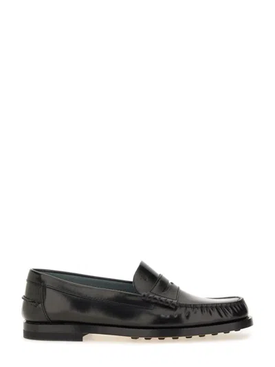 Coutr.com Tod's Loafers In Brushed Calfskin Leather With Penny Bar And Stamped Monogram In Black
