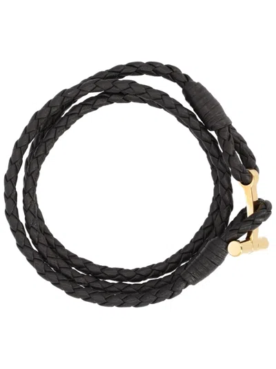 Coutr.com Tom Ford Braided Leather T Bracelet In Brown
