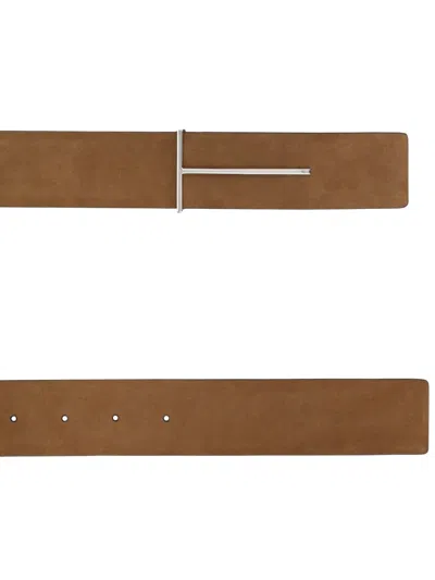 Coutr.com Tom Ford Nubuck Slim T Reversible Belt In Sand