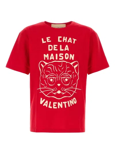 Coutr.com Valentino Garavani Cotton T-shirt With Le Chat De La Maison Print In Red