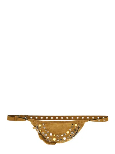 Coutr.com Valentino Garavani Pouch With Studded Decorations In Suede Man In Sand