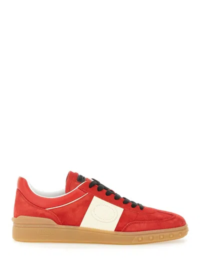 Coutr.com Valentino Garavani Upvillage Low Top Trainer In Split Leather And Calfskin Nappa Leather In Red