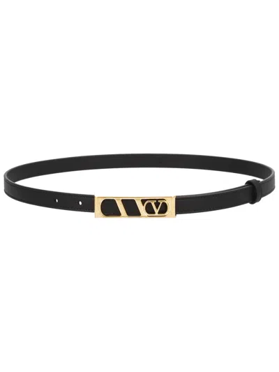 Coutr.com Valentino Garavani Vlogo Leather Belt In Black