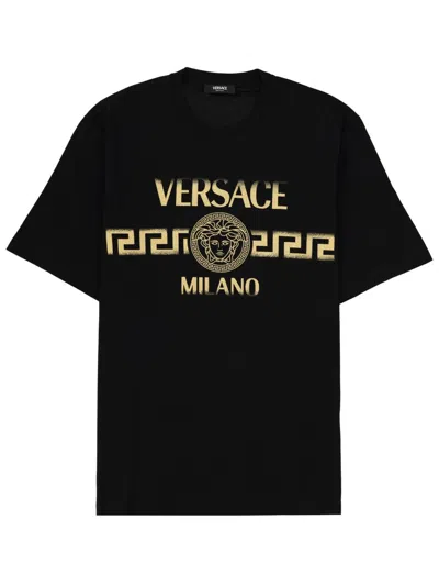 Coutr.com Versace Medusa-print Cotton T-shirt In Black