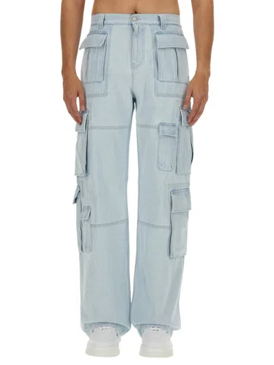 Coutr.com Versace Mid-rise Wide-leg Cargo Jeans In Blue