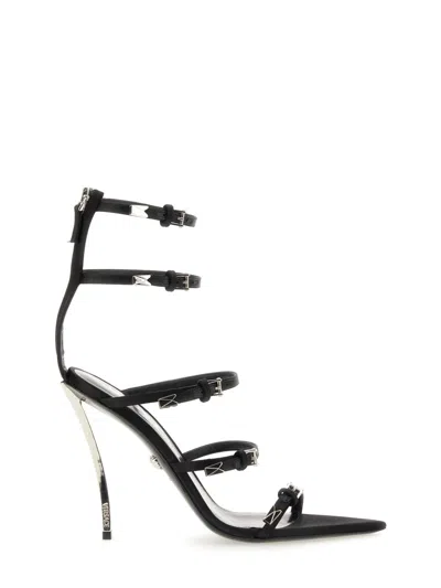 Coutr.com Versace Pin-point Leather Sandals In Black