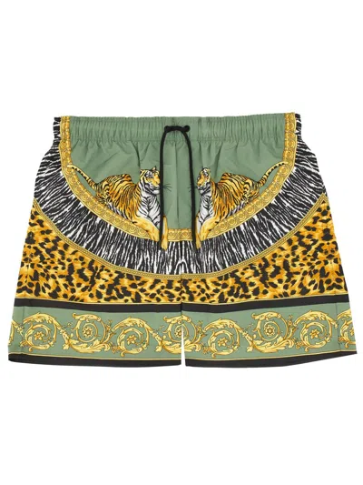 Coutr.com Versace "wild Cats" Beach Bermuda Shorts In Multi