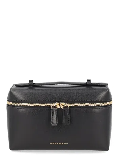 Coutr.com Victoria Beckham 'vanity' Crossbody Bag With Adjustable Strap And Logo Lettering On The Front In Lea In Black