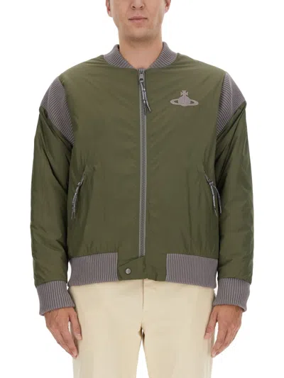 Coutr.com Vivienne Westwood Cyclist Panelled Bomber Jacket In Green