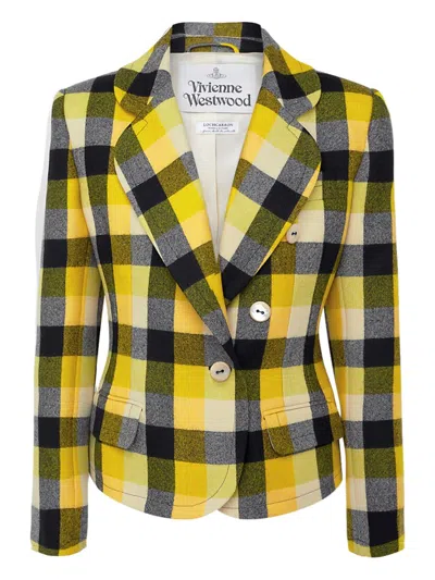 Coutr.com Vivienne Westwood 'georgia' Single-breasted Wool 'pixel' Check Blazer In Multi