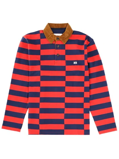 Coutr.com Wales Bonner Striped Long-sleeve Polo Shirt In Multi