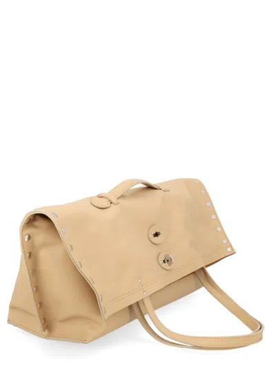 Coutr.com Zanellato Medium A'spasso Stud-embellished Leather Tote Bag In Sand