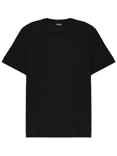 Coutr.com Zegna Crewneck Logo T-shirt In Black