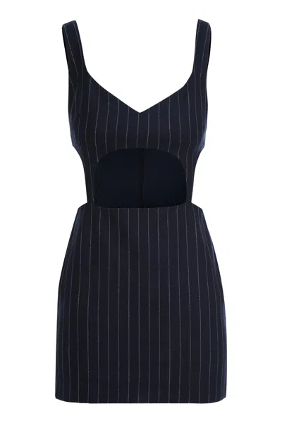 Coutr.com Zeynep Arçay Pinstriped Cut-out Mini Dress In Blue