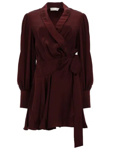 Coutr.com Zimmermann Wrap-draped Mini Dress In Burgundy