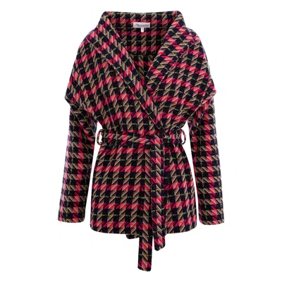 Couture De Marie Women's Alivia Pink Toned Checked Wool Short Jacket