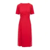 Couture De Marie Women's Aria Red Viscose Dress With Pleats